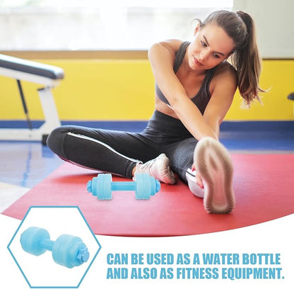 Zerodeko Dumbbell Design Exercise Water Bottle Large Capacity Workout Bottle Portable Blue Fitness Water Holder for Outdoor Running and Gym Use
