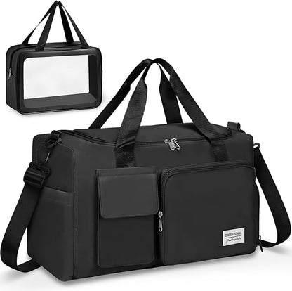 Gym & Dance Duffle Bag - Spacious Travel Organizer with Compartments (Black)