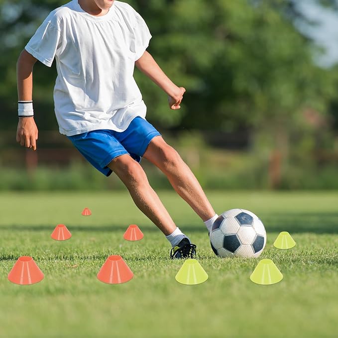 Tissting 20PCS Soccer Mini Disc Cones Set, Football Training Markers PE Sports Training Disc Cone Set for Sports Training, Football, Basketball, Skating, Outdoor Games