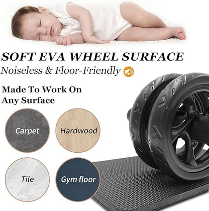 Ab roller wheel with knee pad for abdominal exercise core workout weight loss no noise easy to assembling light weight perfect home gym equipment for men & women
