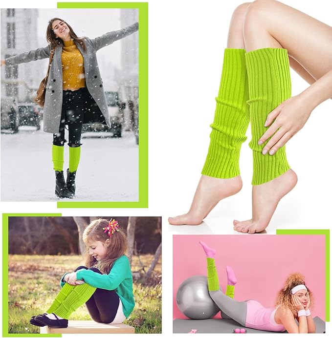 Leg Warmers for Women 80s Headband Wristbands Neon Leg Warmers Set for Sport Yoga - 80s Workout Clothes 90s Outfit for Women