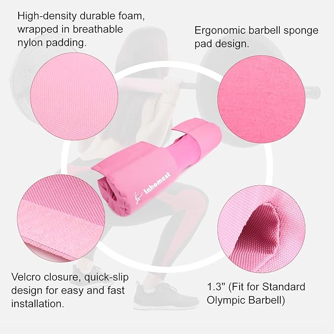 Barbell Pad Squat Pad for Squats Hip Thrusts Lunges Glute - Neck & Shoulder Protective Pad with Nylon Padding Support, Fit for Smith Machine and Olympic Standard Weightlifting Cushion