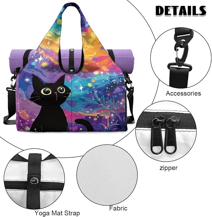 Gym Bag with Yoga Mat Holder Large Tote Bag With Multi Pockets for Women Men Dry Wet Separated Pocket Carryall Yoga Tote Bag for Pilates Travel Workout Office