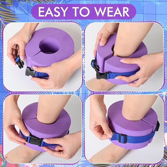 Hungdao Water Aerobics Set for Aquatic Exercise 1 Pair Swimming Glove 2 Pcs Foam Swim Aquatic Cuffs Water Weights Pool Resistance Fitness Equipment for Adults Swimming Training Workouts