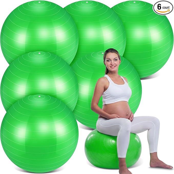 Hungdao 6 Pack Exercise Ball Bulk Inflatable Pregnancy & Workout Ball 22 Inch Heavy Duty Pilates Ball for Yoga Stretching Therapy Balance Physical Fitness