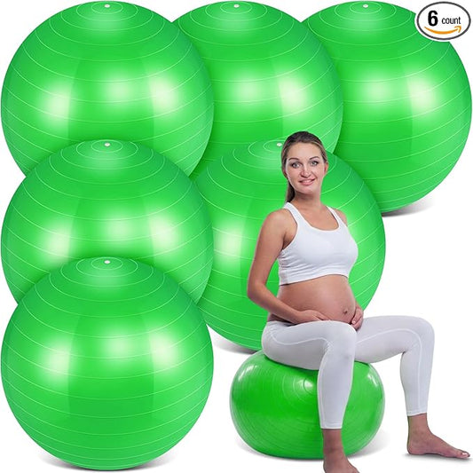 Hungdao 6 Pack Exercise Ball Bulk Inflatable Pregnancy & Workout Ball 22 Inch Heavy Duty Pilates Ball for Yoga Stretching Therapy Balance Physical Fitness