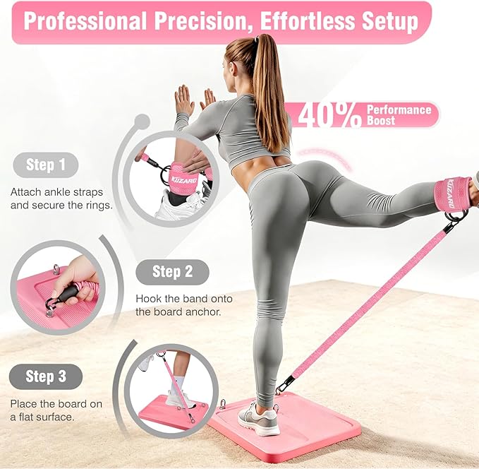 Glute Workout Equipment, Leg & Hip Exercise Equipment for Women, Resistance Bands with Ankle Straps & Exercise Board for Home Gym Fitness, Kickbacks, Hip Thrusts, Lower Body Training