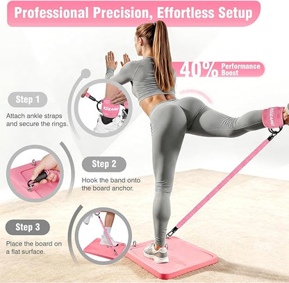 Glute Workout Equipment, Leg & Hip Exercise Equipment for Women, Resistance Bands with Ankle Straps & Exercise Board for Home Gym Fitness, Kickbacks, Hip Thrusts, Lower Body Training