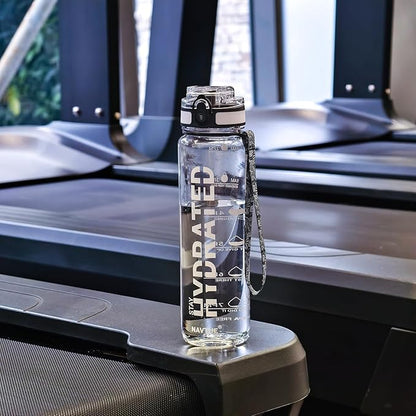 Water Bottle, 32 oz Sports Water Bottles with Time Marker Wide Mouth, Motivational and Leakproof Drink Bottle, BPA Free Tritan with Carry Strap for Gym Fitness Outdoor(1 Bottle)