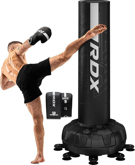 RDX XXL 330LBS Freestanding Punching Bag with Cover & Gloves – 72” Adult Heavy Pedestal Punch Bag Set - 17 Suction Cup 8 Extended Legs Stand Base - Kick Boxing MMA Home Gym Fitness