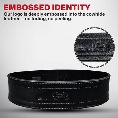 10mm Powerlifting Belt – Genuine Leather 4" Weight lifting Belt with Heavy Duty Lever Buckle for Squats, Deadlifts, Gym, Fitness, Bodybuilding – Lumbar Back Support for Men & Women