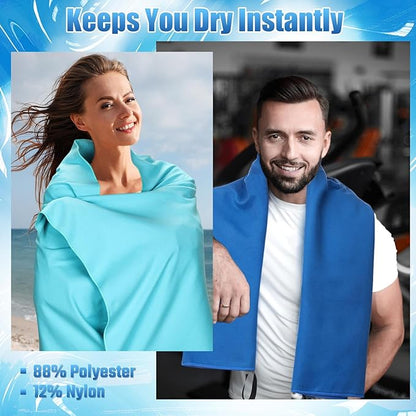 4 Pcs Quick Dry Camping Towel Absorbent Microfiber Travel Towel 47.24'' X 23.62'' Travel Wash Cloth Set for Backpacking Camping Beach Gym Sports Yoga Swimming Pool