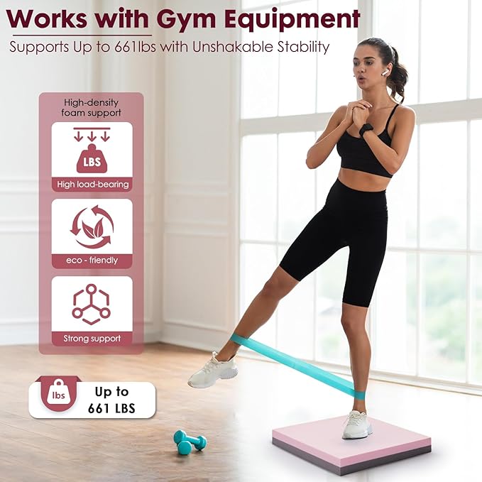 Balance Pad- High-Density Foam Cushion Mat for Yoga, Exercise & Fitness, Non-Slip Stability Trainer for Core Workouts, Thick Foam Balance Board (16x13x2.4 Inches)