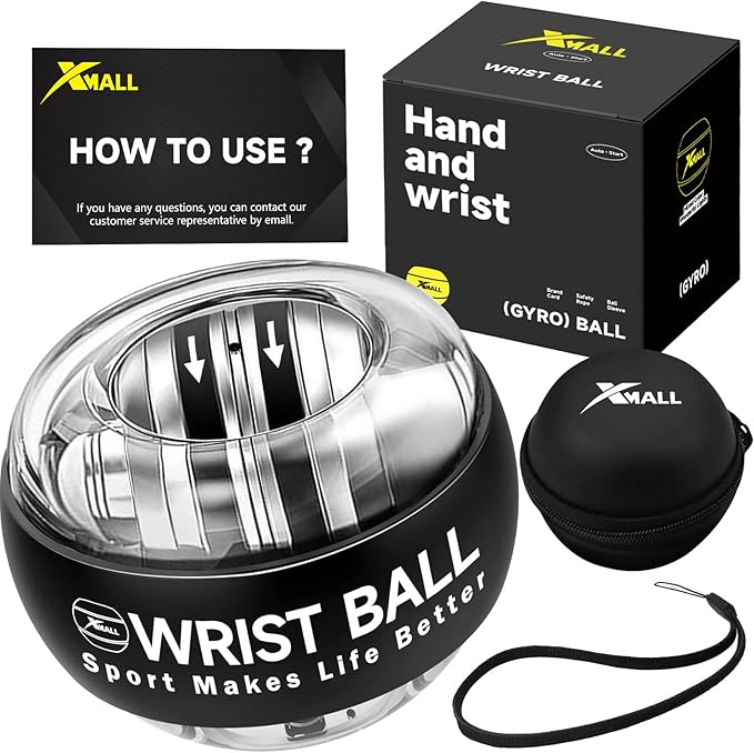 XMALL Torque Ball Hand Exerciser, Grip Strength Trainer, Auto-Start Colorful Lighting, Forearm Strengthener, Hand Strengthening Devices, Wrist Power Gyro Ball, Wrist Strengthener, Finger Exerciser