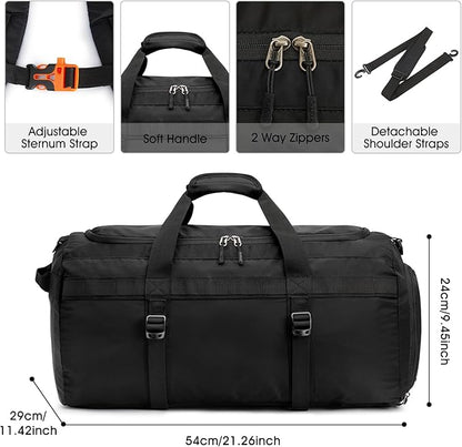 G4Free Gym Bag for Women Men 45L Duffle Backpack with Shoe Compartment Water Resistant Travel Weekender Bag