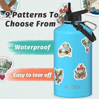 1 Gallon Water Bottle Insulated(Cold for 48 Hrs),BPA Free&Leak Proof,128oz Stainless Steel Water Jug,Large Water Bottle with Straw Spout Lids for Gym,Hiking,Camping&Travel,Sky Blue