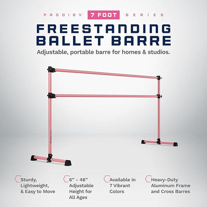 VITA Barre Portable Freestanding Double Ballet Barre, Prodigy, Aluminum | Adjustable Height, USA Made, Home or Gym Exercise Equipment for Kids & Adults | Dance, Fitness, Pilates