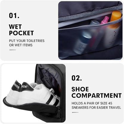 XEYOU Gym Bag for Women & Men, Sports Travel Duffel Bag with Shoe Compartment and Wet Pocket, Anti-Theft Carry On Weekender Bag for Airplane, Water Resistant Workout Overnight Bag for Travel Gym