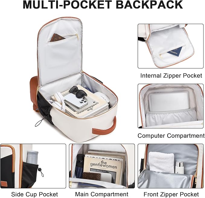 seyfocnia Gym Backpack for Men, Lightweight Sports Back pack With Shoe Compartment, Waterproof Gym Bag Workout Trainning Rucksack Casual Travel Daypack- White Brown
