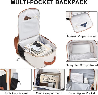 seyfocnia Gym Backpack for Men, Lightweight Sports Back pack With Shoe Compartment, Waterproof Gym Bag Workout Trainning Rucksack Casual Travel Daypack- White Brown