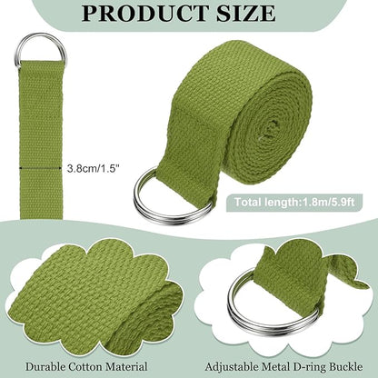 Yoga Strap for Stretching, Athletic Stretch Band with Adjustable Metal D Ring Buckle Yoga Bands