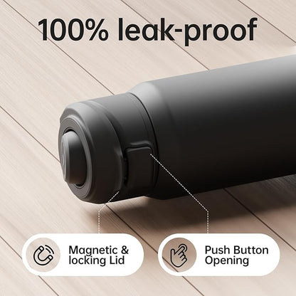 64oz Insulated Magnetic Water Bottle - Stainless Steel Vacuum Flask with MagSafe Compatible Phone Holder Keeps Drinks Cold for 24 Hours Water Jug for Gym and Outdoor Activities（Balck)