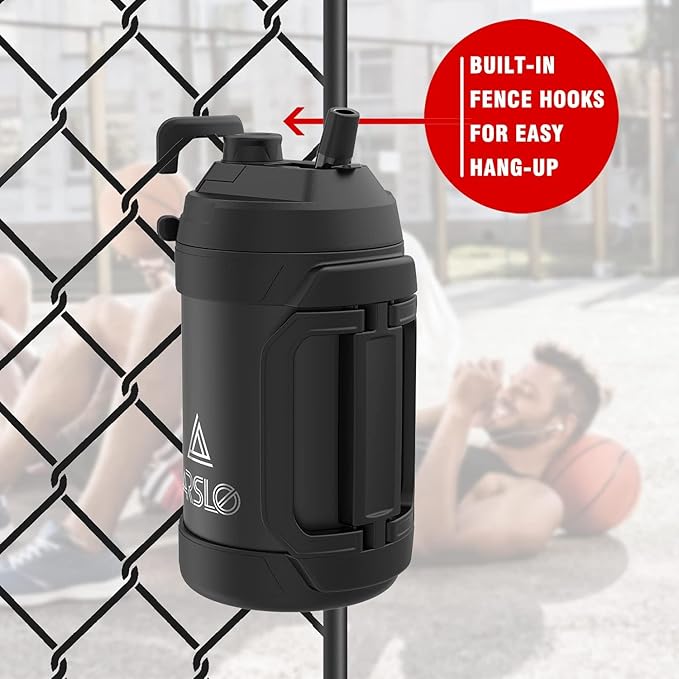 Sports Water Jug - Gallon Water Bottle - Large Insulated Stainless Steel Bottle for Gym, Workouts, Basketball, Football, Soccer - Keep Water Cold for Up To 24 Hours - 128 Ounce (Black)