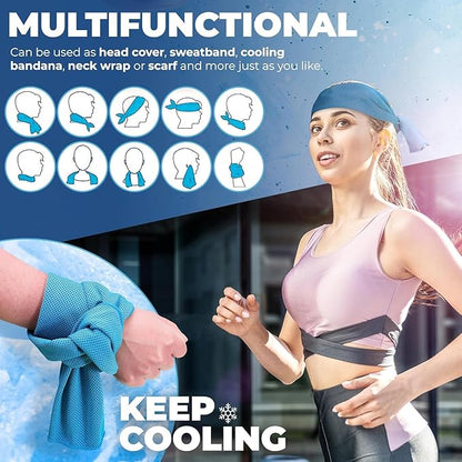 4 Pack Cooling Towels (40"x12"), Cooling Towels for Neck and Face, Gym Towel for Working Out, Soft Breathable Microfiber Ice Towel for Yoga Sport Running (Blue/Green/Pink/Black)