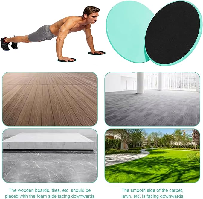 Upgrade Sport Core Sliders for Working Out - Dual Sided Glide Discs for Full Body Workout on Carpet or Hardwood Floor - Fitness & Home Exercise Equipment for Athletes