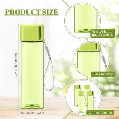 Mifoci 20 Pieces Water Bottle Bulk 17 oz Plastic Water Bottles Bulk Gym Sports Adults Reusable Large Drinking Cups for Outdoor Fitness(Green,Rectangle)