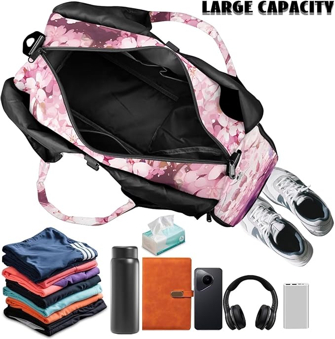 Gym Bag with Yoga Mat Holder Large Tote Bag With Multi Pockets for Women Men Dry Wet Separated Pocket Carryall Yoga Tote Bag for Pilates Travel Workout Office
