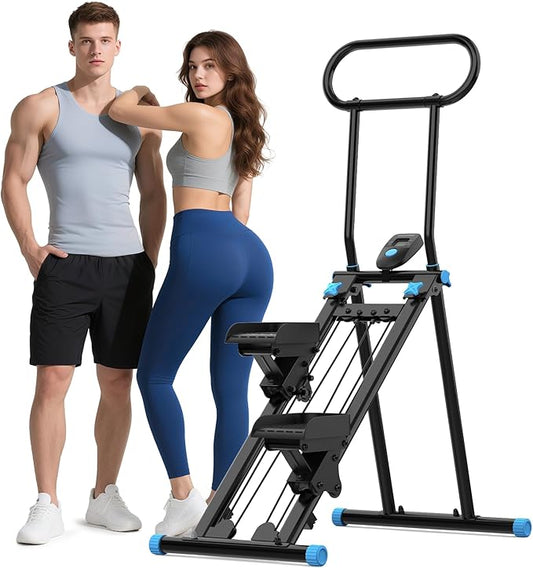 HXD-ERGO Stair Stepper for Home, New Version 6 Adjustable Resistance Vertical Climber Cardio Exercise Machine, Folding Stair Climber for Full Body Workout with Adjustable Handlebar