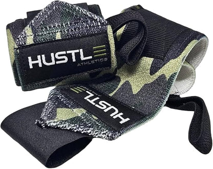 Hustle Athletics Wrist Wraps for Weightlifting - 18" & 12" Premium Wrist Support Weight Lifting Wraps to Lift Heavier & Train Harder - Heavy Duty Powerlifting & Bench Press Gym Straps for Men & Women