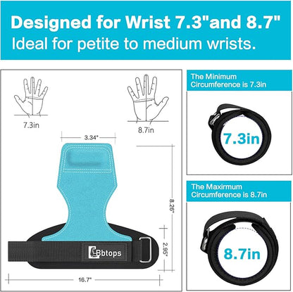 Weight Lifting Wrist Strap, Double-Layer Leather Wrist Straps for Gym Strength Training Weightlifting,Deadlift and Powerlifting, Enhance Grip Strength Neoprene Padding Gym Workout Lifting Straps Men/Women Pair