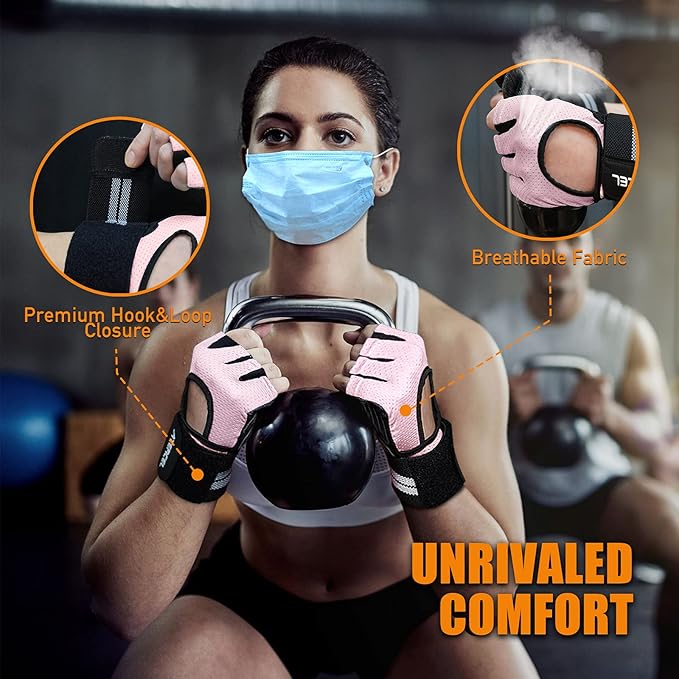 ATERCEL Weight Lifting Gloves Breathable Workout Gloves with Wrist Support for Gym, Exercise, Pull ups, Super Lightweight for Mens and Women, Full Palm Protection