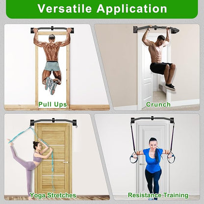 SELEWARE Heavy Duty Wall Mount Pull Up Bar, Joist Mount Chin Up Bar for Doorway, Sturdy Steel Construction, w/Resistance Band Hooks, Fits 32"/36" Wall Studs for Home Gym Strength Training