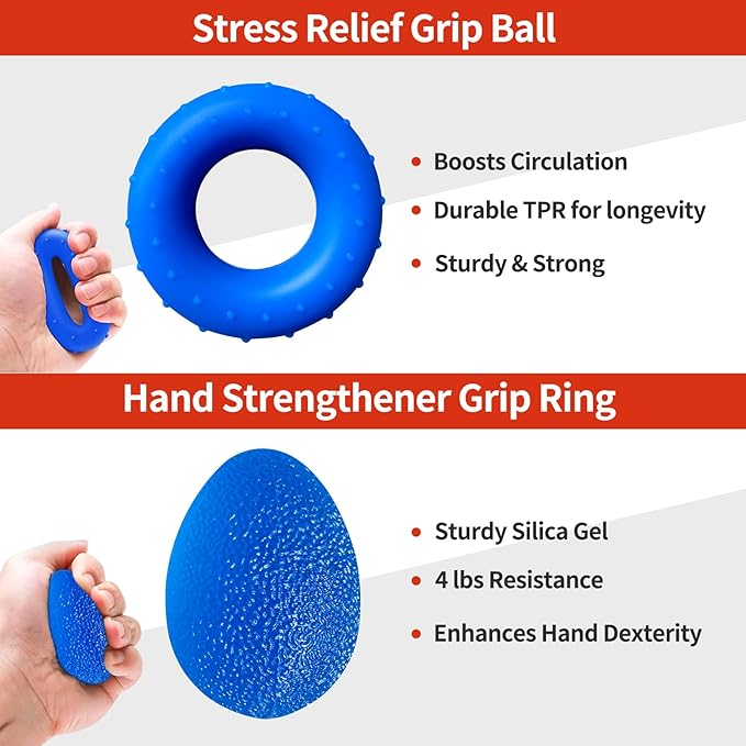 Adjustable Grip Strength Trainer Kit 5-in-1 with Counter, Hand Gripper & Finger Exerciser for Forearm Strength, Physical Therapy for Carpal Tunnel & Arthritis, Portable Workout Equipment for Rock Climbing & Gym, Gifts for Men