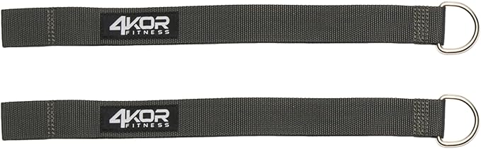 Squat Rack Straps - Heavy Duty Power Rack Straps Compatible with 4KOR Shoulder Exercise Cords - One Pair of Squat Rack Straps with Metal D-Rings - 4KOR Fitness
