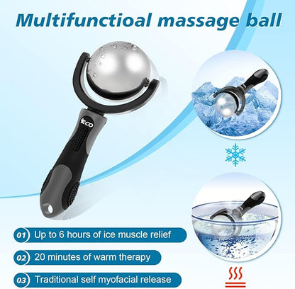 iECO Cold Massage Roller Ball - Ice Roller Ball for Muscles Deep Tissue, Cold & Heat Therapy, Plantar Fasciitis Roller