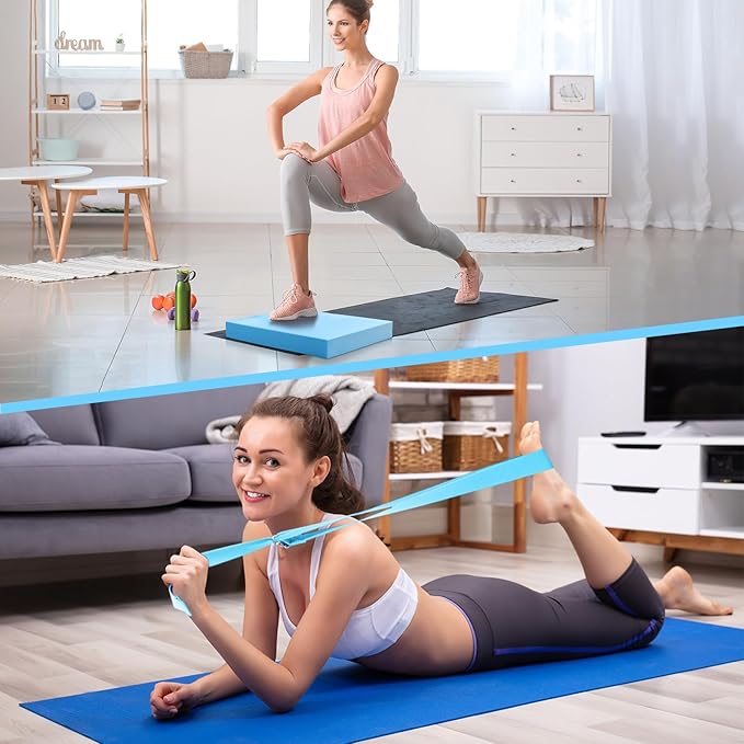 16 Pcs Home Pilates Kit for Women Resistance Band, Stretching Band, Non Slip Socks, Yoga Fascia Balls, Stretch Belt in Sections, Balanced Cushions, Hip Belt and Drawstring Bag