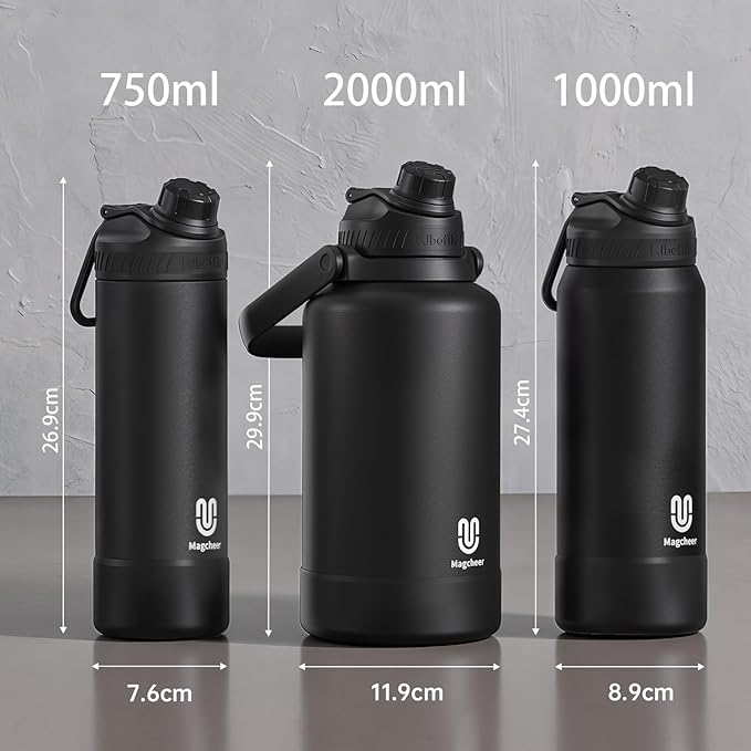 24oz Insulated Water Bottle| Double-Wall Vacuum Stainless Steel, Wide Mouth Design, Leak-Proof Reusable Bottle for Gym, Sports & Daily Hydration - Black