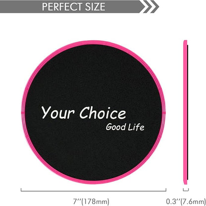 Your Choice Core Sliders - Dual Sided Exercise Gliding Discs for Carpet & Hardwood, 7" Workout Sliders