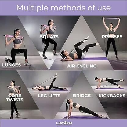 Pilates Bar Kit with Resistance Bands, Multifunctional Home Gym Equipment for Small Space, Stretched Fusion Toning Bar