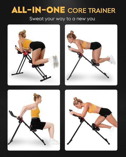 Ab Machine Abdominal Stomach Workout: Adjustable Ab Trainer Machine Ab Cruncher Core Strength Training Equipment for Home Gym Foldable for Women and Men