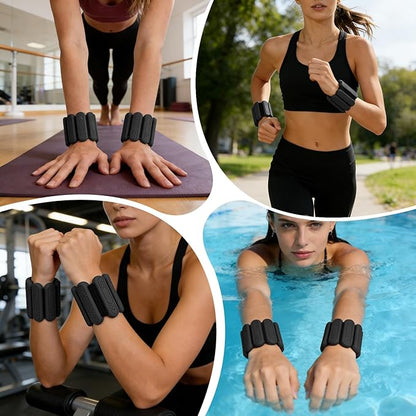 Wrist & Ankle Weights for Women Men, 1lb/2lb/4lb Set of 2 - Adjustable Wearable Weighted Bands, Waterproof Silicone Arm & Leg Weights for Pilates, Yoga, Walking, Dance, Home Workout & Gym