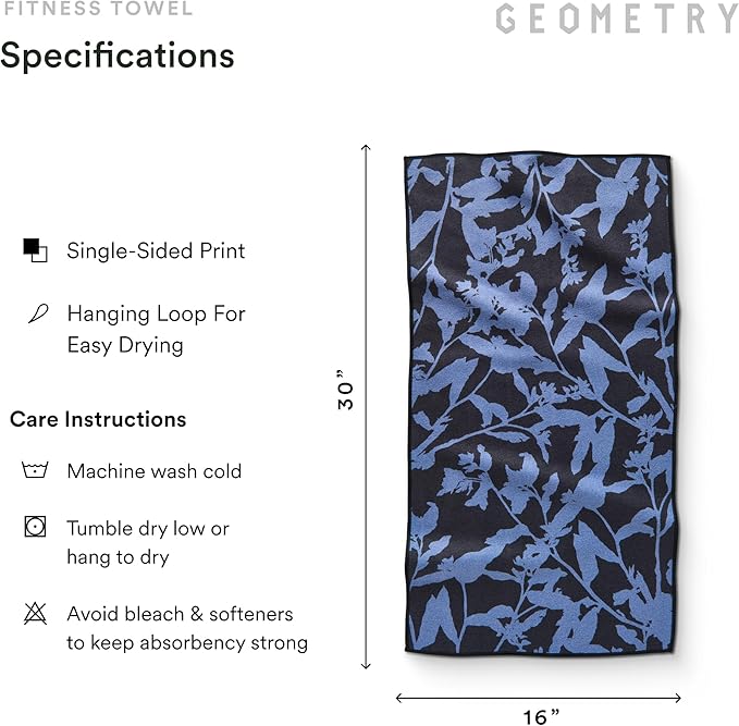 GEOMETRY Gym Towels for Working Out - Compact & Quick Dry, Super Absorbent Double-Sided Microfiber Sweat Towel - Premium Microfiber for Gym - Lavender Nights, 16" x 30", 1 Piece