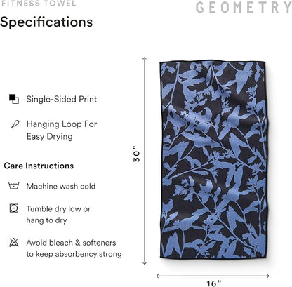 GEOMETRY Gym Towels for Working Out - Compact & Quick Dry, Super Absorbent Double-Sided Microfiber Sweat Towel - Premium Microfiber for Gym - Lavender Nights, 16" x 30", 1 Piece