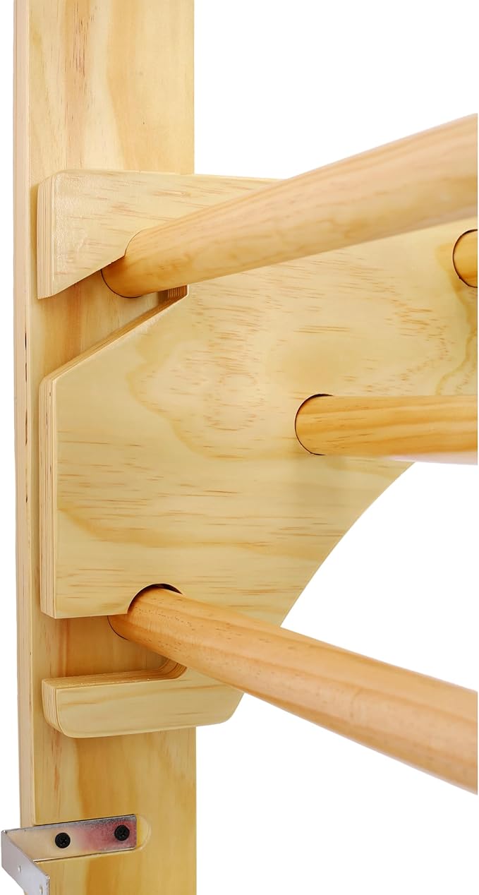Wooden Swedish Ladder Stall Bars – Adjustable Pull-Up Bar for Gymnastics, Physical Therapy, Strength Training & Home Fitness – Durable Beech & Pine Wood, Wall-Mounted