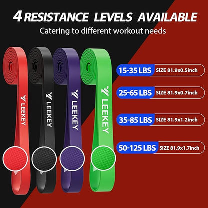 LEEKEY Resistance Bands, Exercise Bands with Handles,Pull Up Assist Bands - Band Set with Door Anchor - Bands for Working Out,Band for Men and Women Fitness Training,Home Workouts