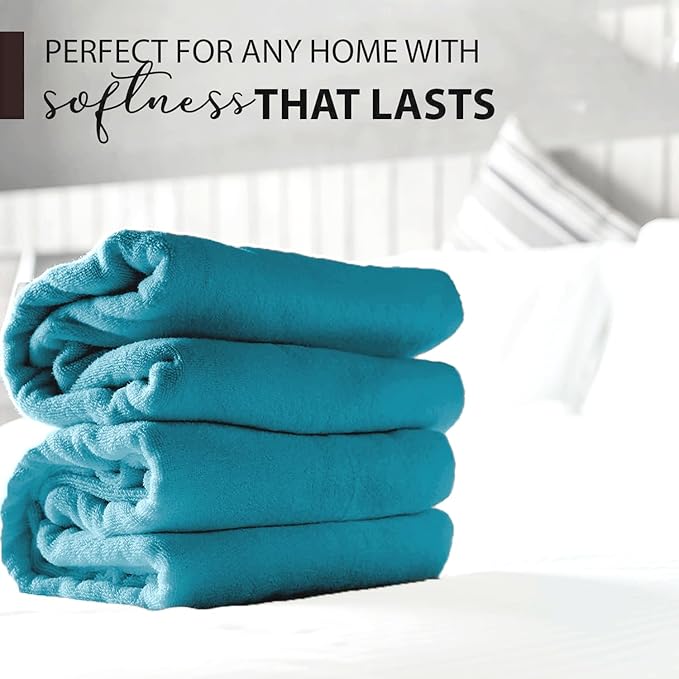 100% Cotton Bath Towels, 24x48 Pack of 6 Towels, Quick Dry, Highly Absorbent, Soft Feel Towel, Gym, Spa, Bathroom, Shower, Pool, Luxury Soft Towels (Teal, KC-2448-6-TEAL)
